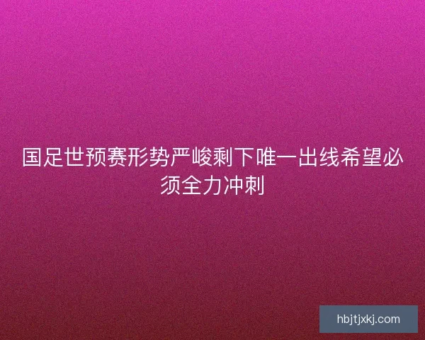 国足世预赛形势严峻剩下唯一出线希望必须全力冲刺
